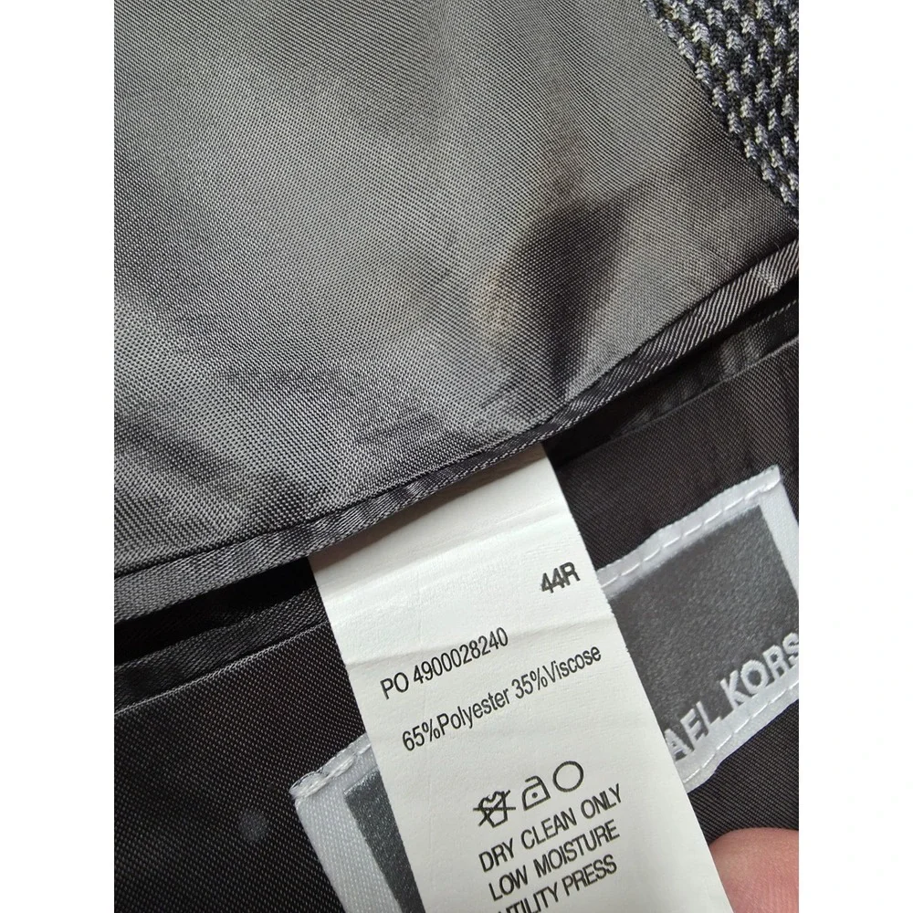 Michael Kors Blazer‎ Jacket Mens 44R Gray Houndstooth Sport Coat Polyester Blend